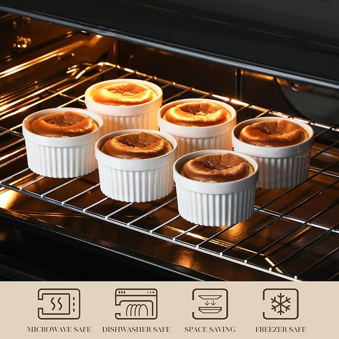MALACASA Ramekins 10 oz Oven Safe, Porcelain Creme Brulee Ramekins Pudding