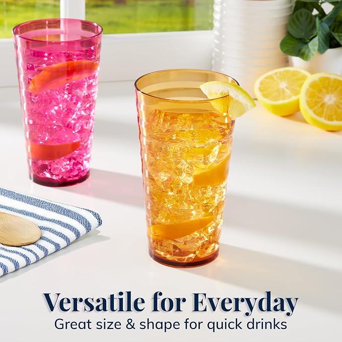 US Acrylic Splash 18 ounce Plastic Stackable Water Tumblers in Jewel Tone