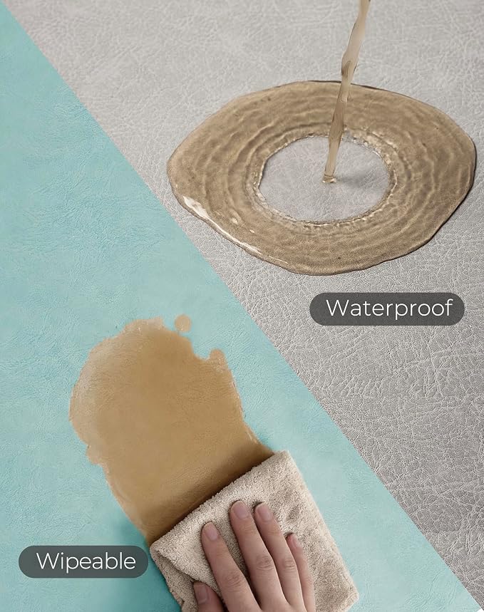 Leetaltree Reversible Faux Leather Placemats and Coasters Set of 16, 12x17 Inch