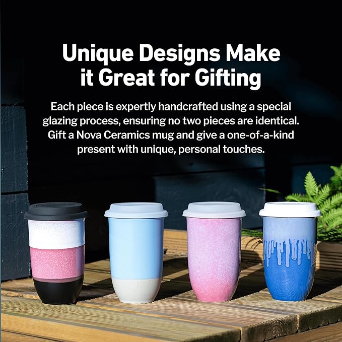 NOVA CERAMICS Ceramic Tumbler– Blue Ceramic Mug – Microwave & Dishwasher Safe