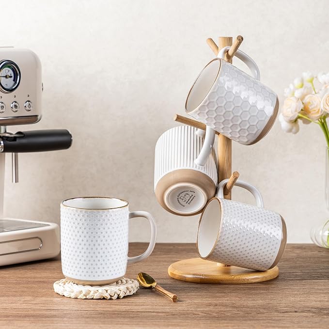 GBhome Coffee Mugs Set of 6, 16 oz White Coffee Cups