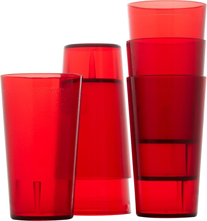 Restaurant Grade, BPA-Free 12oz Red Plastic Cups 6pk. Super Durable, Break