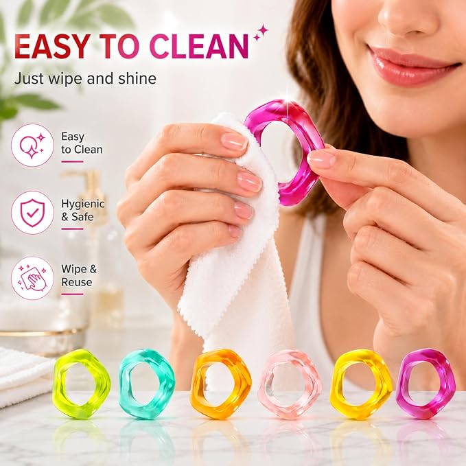 Epoxy Resin Spring Napkin Rings, 2.5x2.5x0.5 in. each, floral pastel design