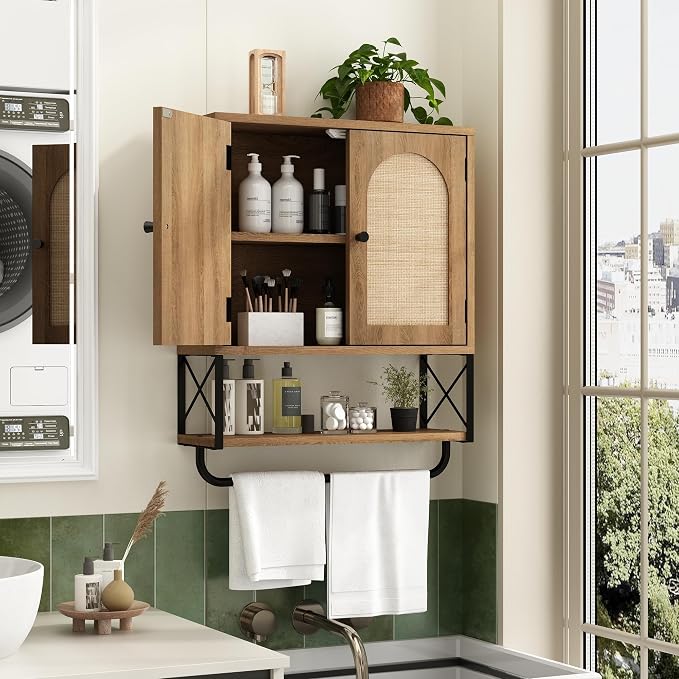 Rattan Bathroom Wall Cabinet