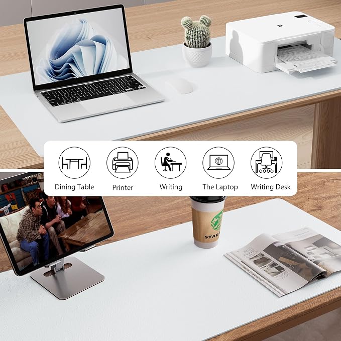 Aothia Leather Desk Pad Protector, Large Mouse Pad, Office Mat, Non-Slip PU