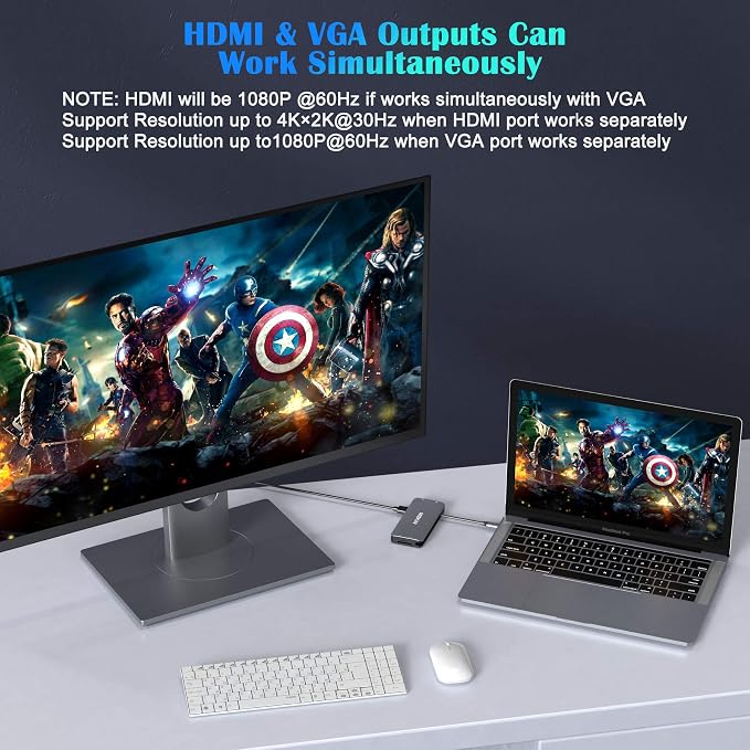 USB C Hub Multiport Adapter - 10 in 1 Portable Dongle