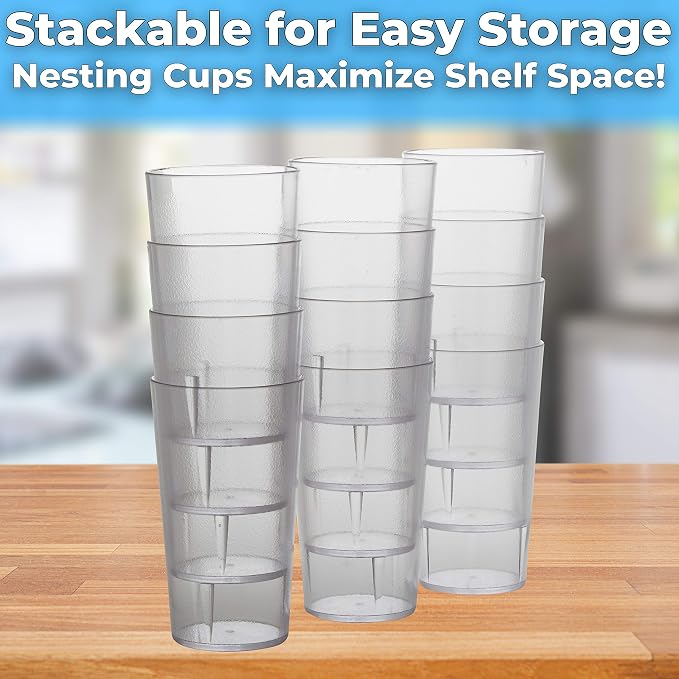 Restaurant Grade, BPA-Free 12oz Clear Plastic Cups 12pk. Super Durable