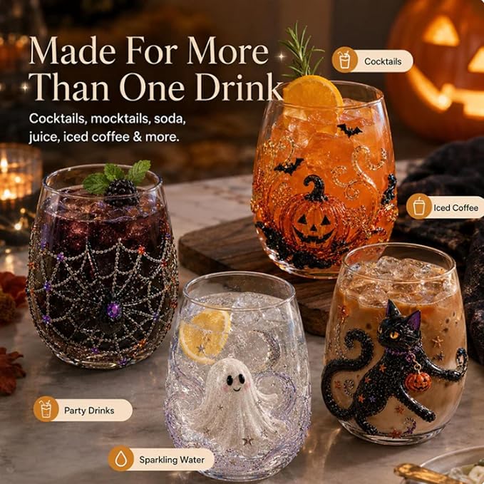 3D Halloween Artisan Glassware Collection Halloween Glass Cups | Drinking Glass