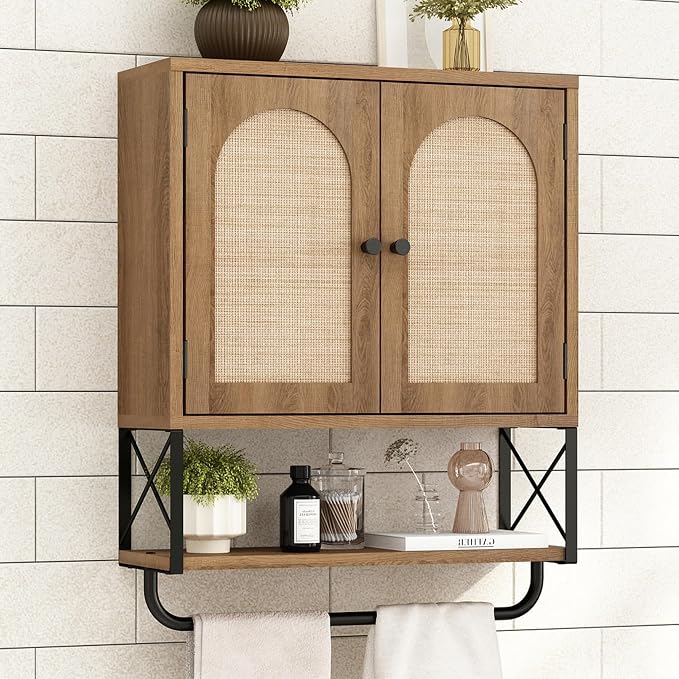 Rattan Bathroom Wall Cabinet