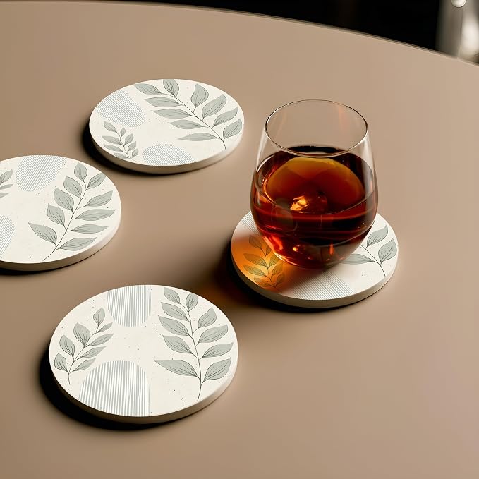 VEYRO Ceramic Coasters Set of 6 – Absorbent Stone Drink Coasters
