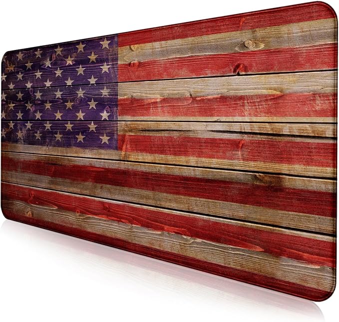 Patriot Wood Grain American Flag Extended Large Gaming Computer Mouse Pad