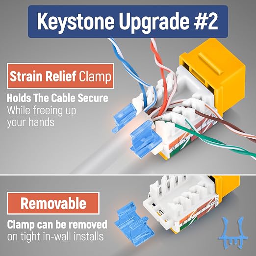 Everest 45° Angled RJ45 Cat5e Keystone Jacks 50-Pack in Yellow