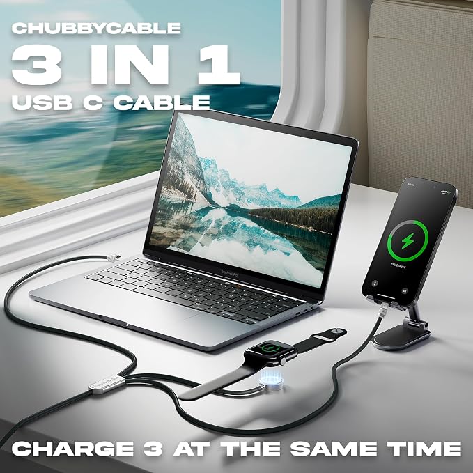 chubbycable Tri-Flex 3 in 1 USB C Cable