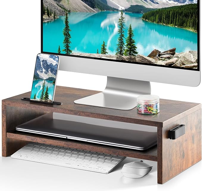 Marbrasse 16.5 Inch Monitor Stand, 2 Tier Computer Monitor Riser