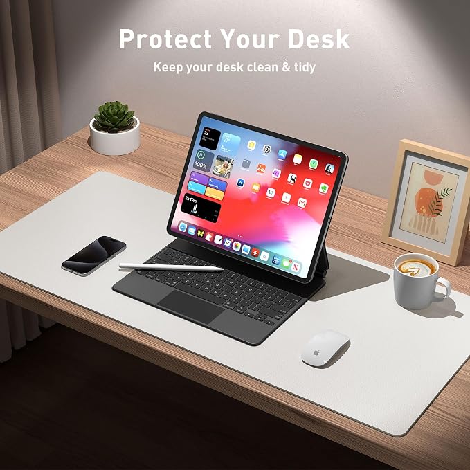 Aothia Leather Desk Pad Protector, Mouse Pad, Office Desk Mat, Non-Slip PU