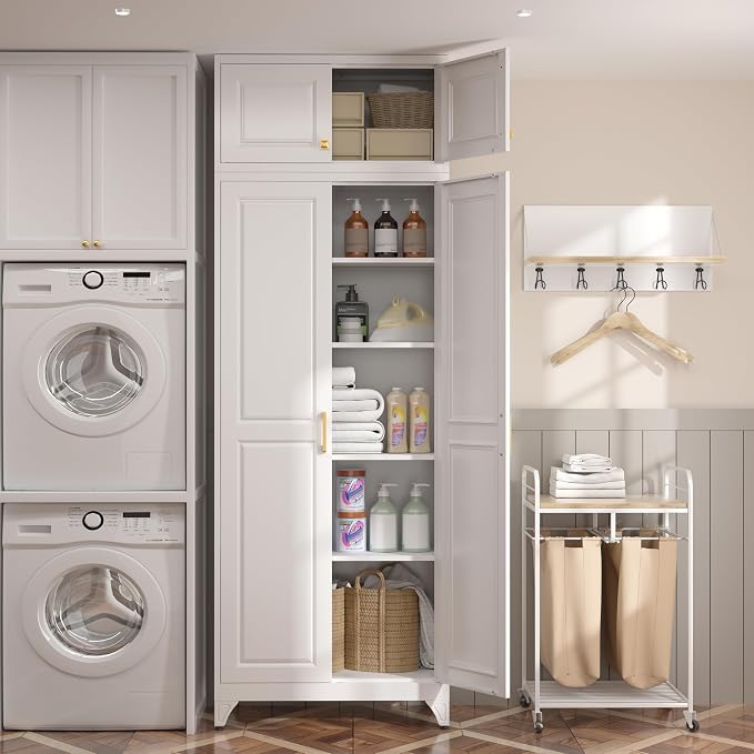Steeloong90“ Kitchen Pantry Cabinet, Metal Storage Cabinets