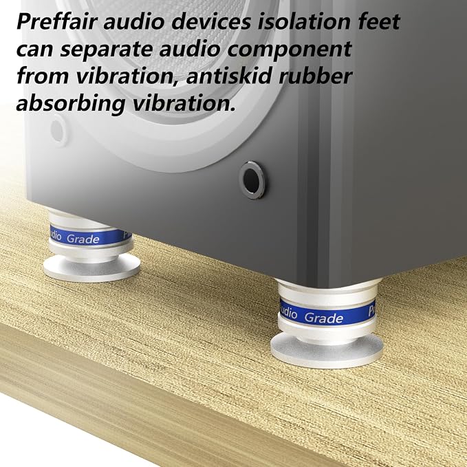 Preffair HiFi Speaker Isolation Feet Spikes, Aluminum Shockproof Turntable