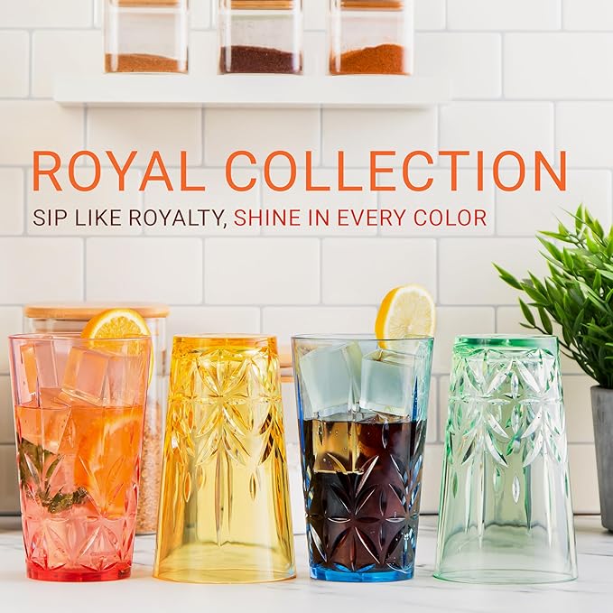Bravario Royal Plastic Drinking Tumbler, Dishwasher-Safe BPA-Free Durable Mixed