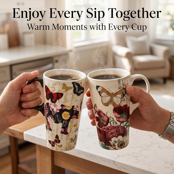Topadorn 2 Pack 17oz Ceramic Travel Mugs