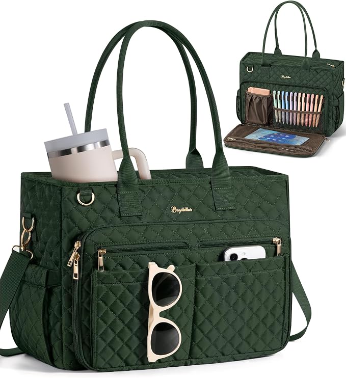 Bagstellar Teacher Tote Bag for Women, 15.6" Laptop Work Tote Computer Bag |