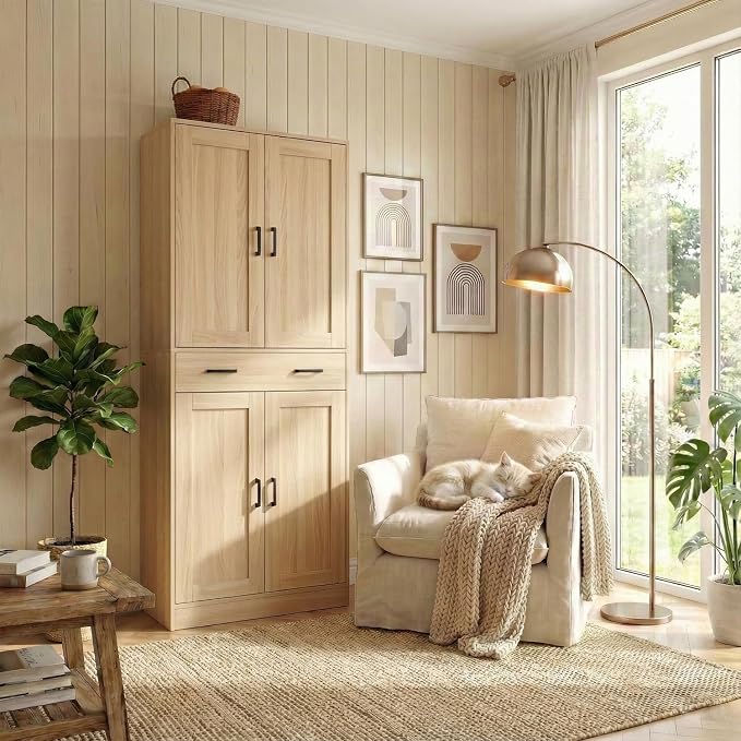 71" Tall Kitchen Pantry Cabinet, Freestanding Storage Cabinet