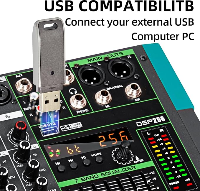 Depusheng PA6 professional DJ audio mixer 6 channel input built-in 256 kinds of