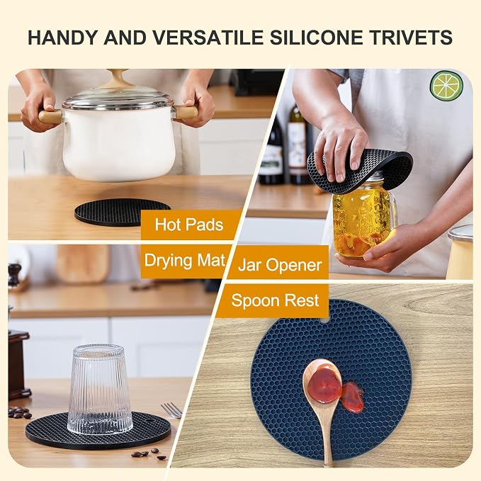 4 PCS Heat Resistant Silicone Trivet Mats