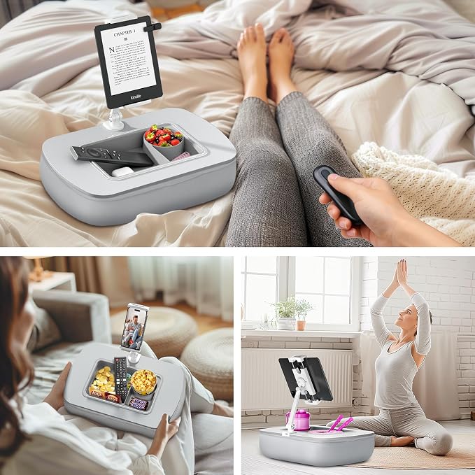 Tablet Stand Pillow with Snack Bowl, iPad Lap Holder