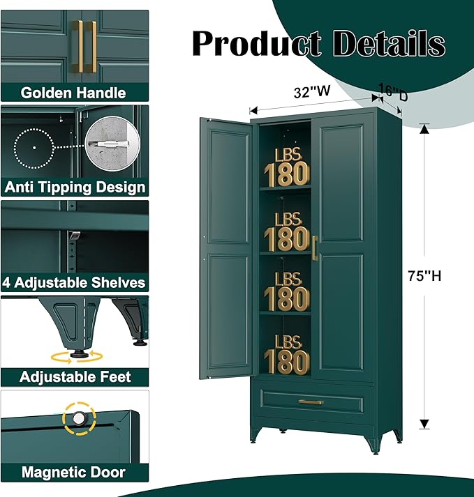 75" Kitchen Pantry Cabinet