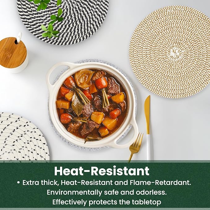 8 Inch Trivets for Hot Dishes, Hot Pots and Pans, Large Coaster for Kitchen