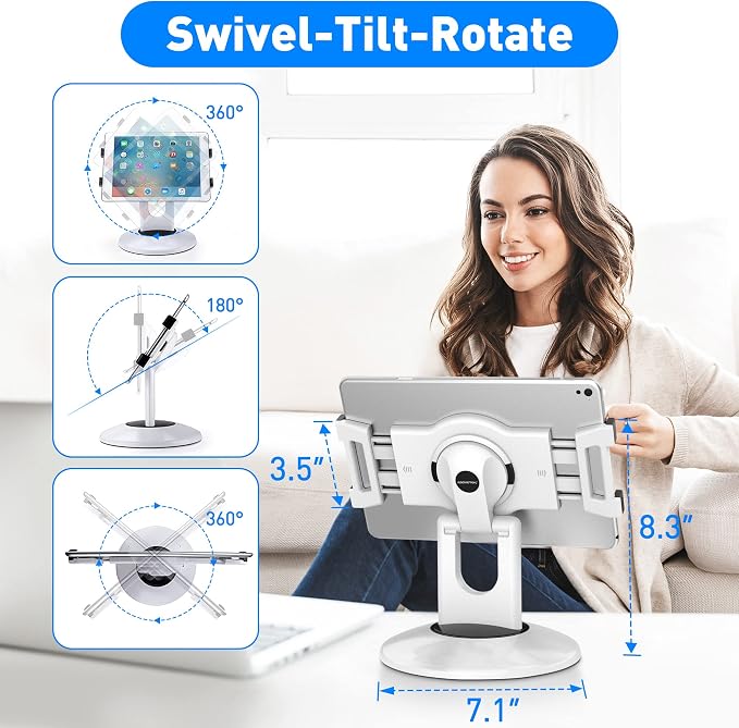 AboveTEK Retail Kiosk iPad Stand, 360° Rotating Commercial POS Tablet Stand