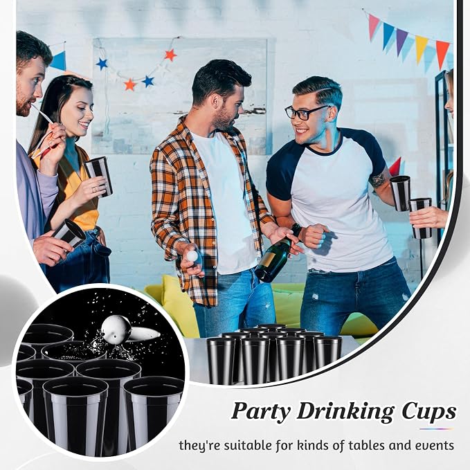 Mifoci 24 Pcs Stadium Plastic Cups Blank Reusable Drink Tumblers Bulk Stackable
