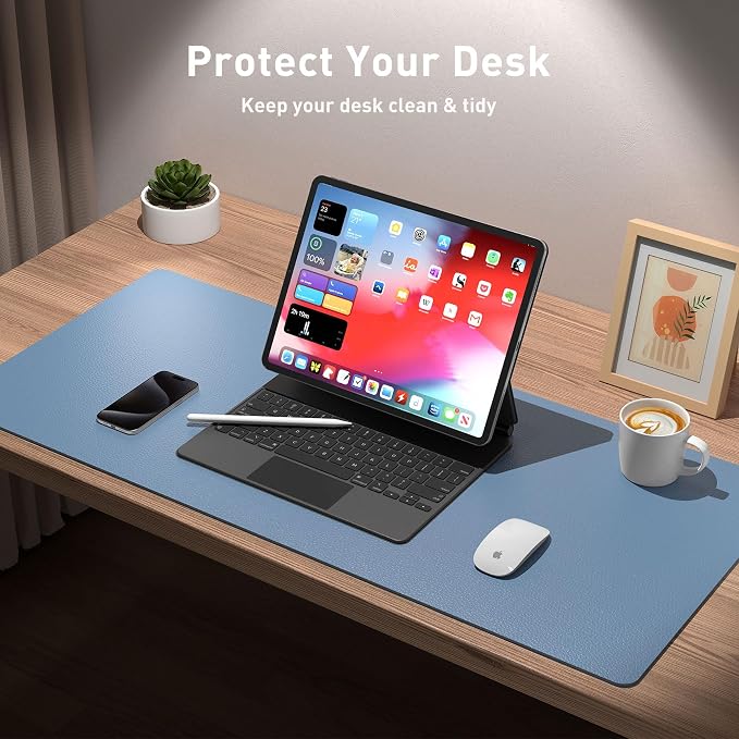 Aothia Leather Desk Pad Protector, Large Mouse Pad, Office Desk Mat, Non-Slip