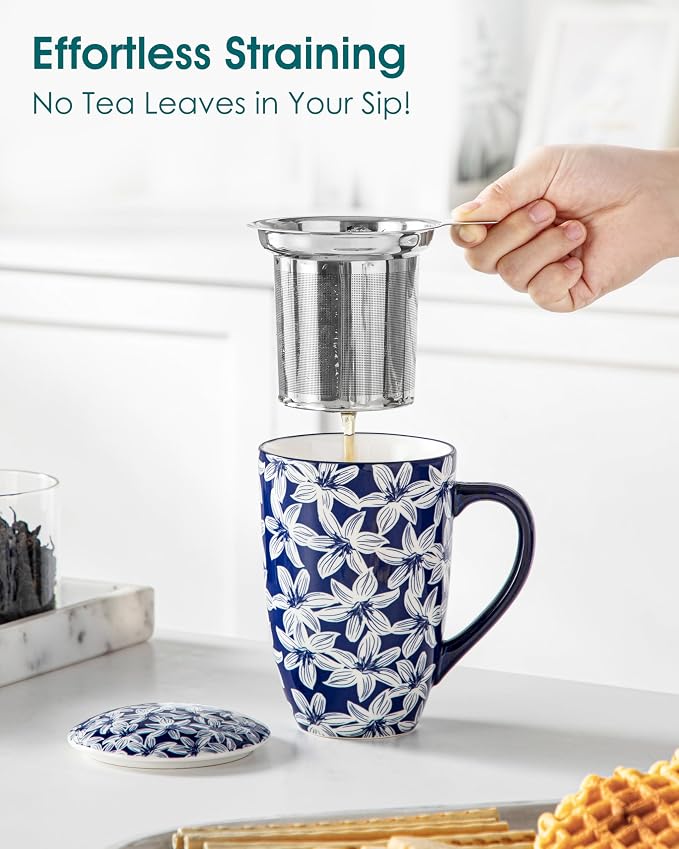 vancasso SELENE Porcelain Tea Mug, 18 oz Porcelain Tea Cup