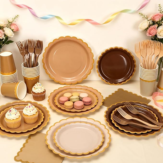 Brown Plates and Napkins Party Supplies