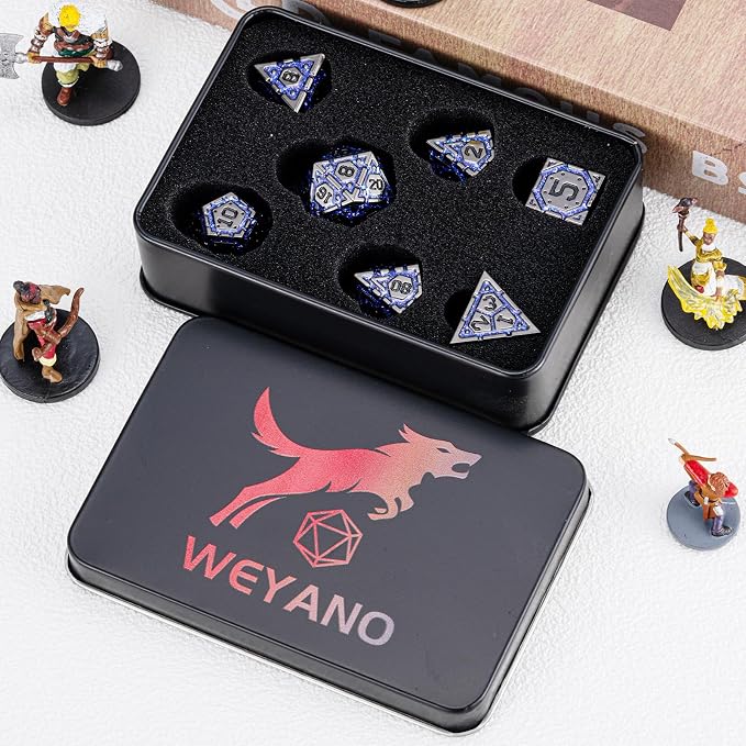 DND Metal Dice Set, Polyhedral Dice Set