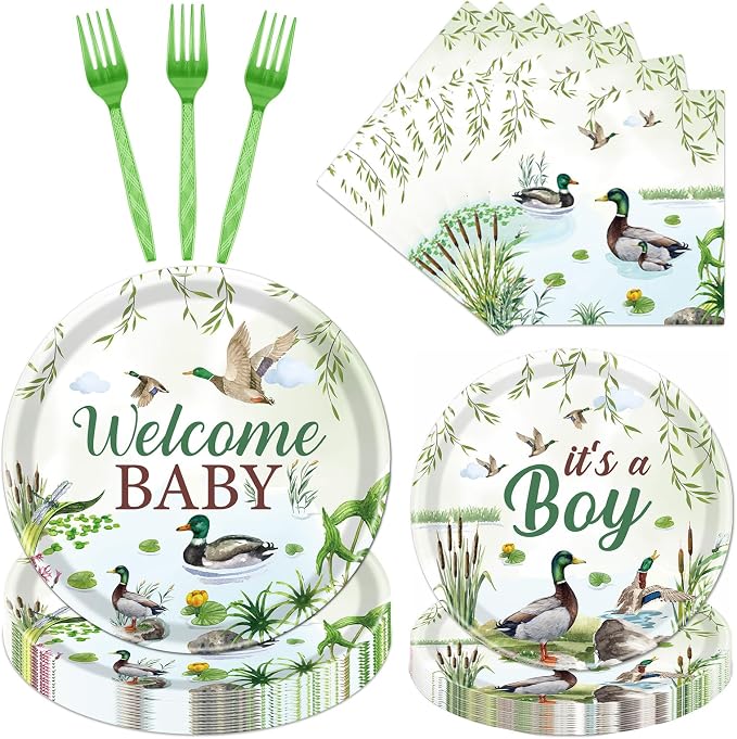 Rakuto Mallard Duck Baby Shower Decorations, Serve 24