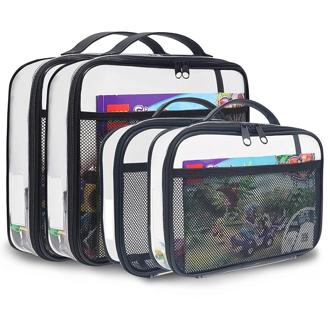 holay 4 Packs PVC Zippered Blocks Set, Board game Storage Organizer Case