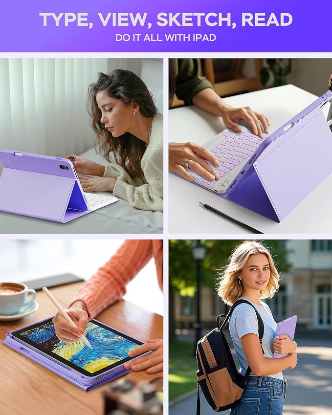 Folio Keyboard Case for iPad 10th Gen 10.9 inch and iPad 11th, Magnetic