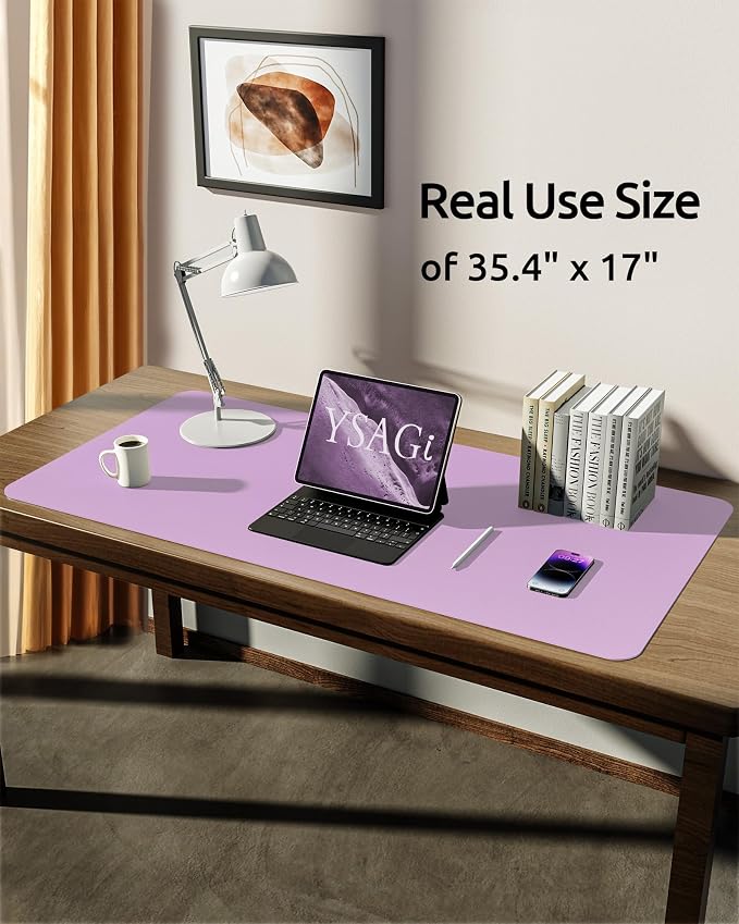 YSAGi Leather Desk Protector, Office Mat, Large Mouse Mat, Non-Slip PU Leather
