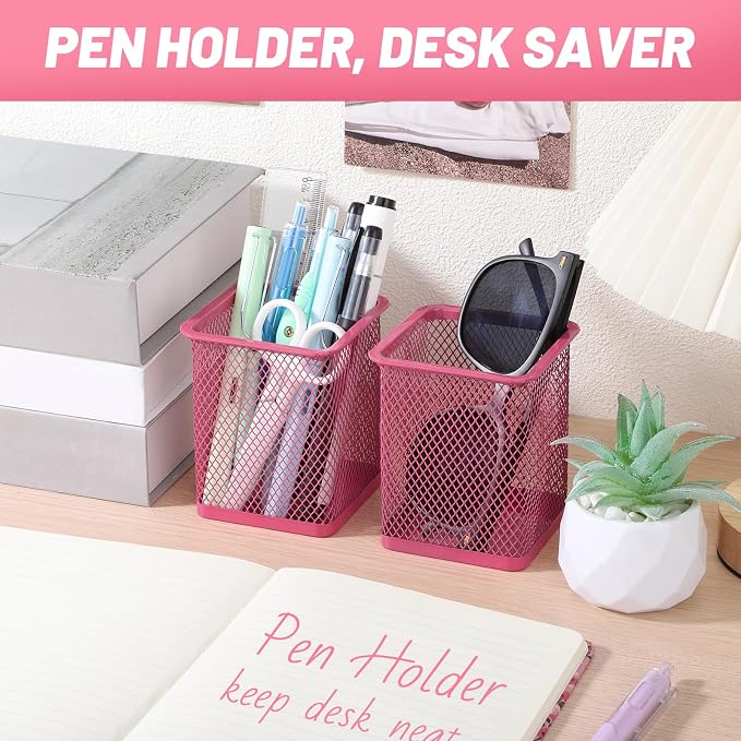 Segarty Pen Cup, 12 Pack Square Dark Pink Pen Holder
