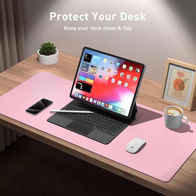Aothia Leather Desk Pad Protector, Mouse Pad, Office Desk Mat, Non-Slip PU