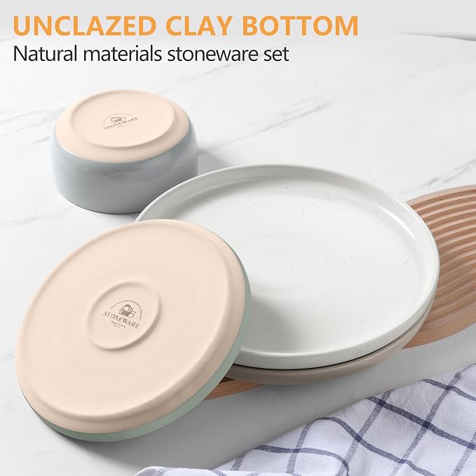 LIANYU 12 Piece Ceramic Dinnerware Set, Stoneware Dinner Dish Set