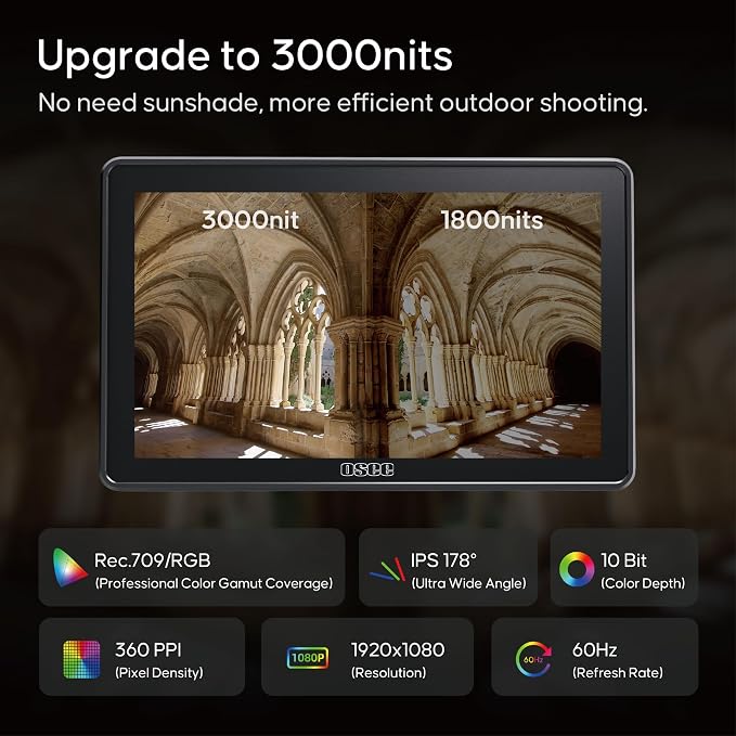 Osee G7 Pro 7 Inch Touchscreen Camera Monitor, 3000Nits HDR Field Monitor