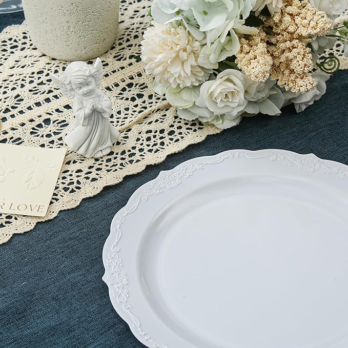 100 Pcs White Dessert Plastic Plates
