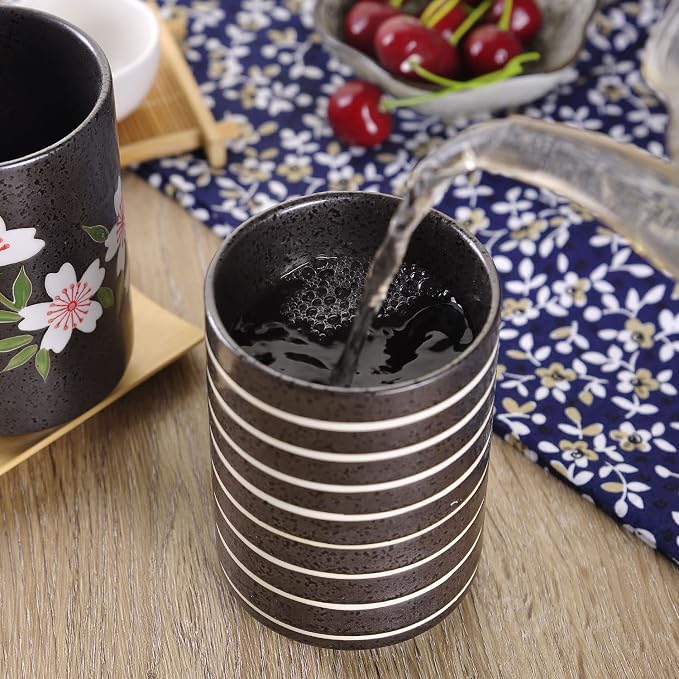 WHJY 10oz Transitional Chinese/Japanese style Handle-less Ceramic Tea cups