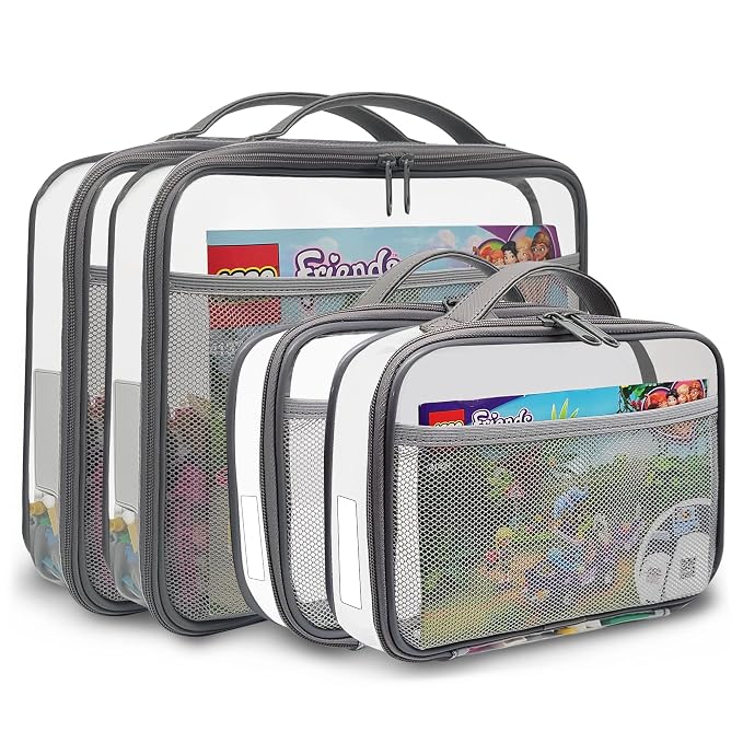 holay 4 Packs PVC Zippered Blocks Set, Board game Storage Organizer Case
