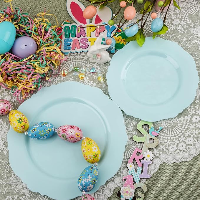 60pcs Mint Green Plastic Plates