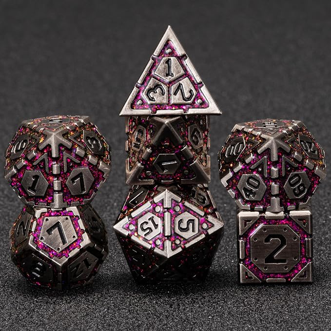 Metal DND Dice Set, Polyhedral Metallic Dice