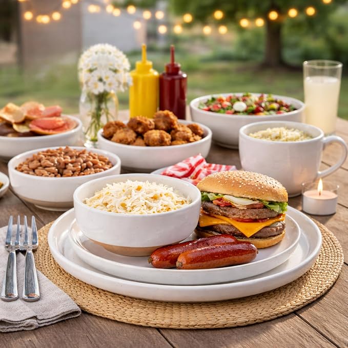 AmorArc Dinnerware Sets for 4, 16 Pieces Ceramic Plates and Bowls Set | Scratch